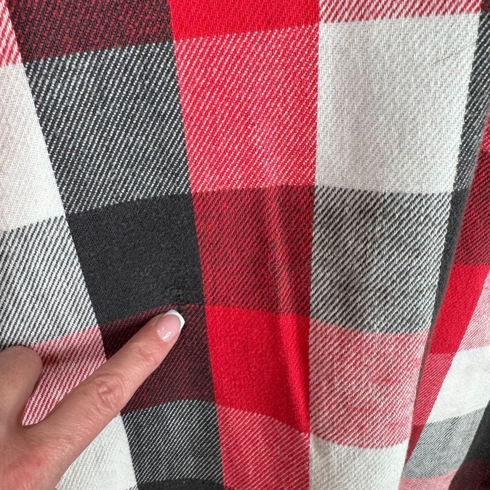 Jim Catfish Hunter Men's‎ Flannel Button Up Shirt Long Sleeve Red/Black/White 16 - Picture 12 of 16